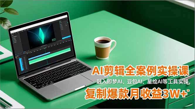 AI剪辑全案例实操课,融入即梦AI、豆包AI、星绘AI等工具实操,复制爆款月收益3W+-新时光资源网