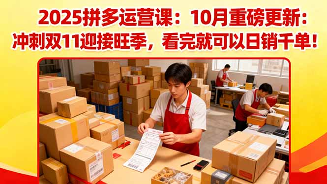 2025拼多多运营课:10月重磅更新:冲刺双11迎接旺季,看完就可以日销千单-新时光资源网