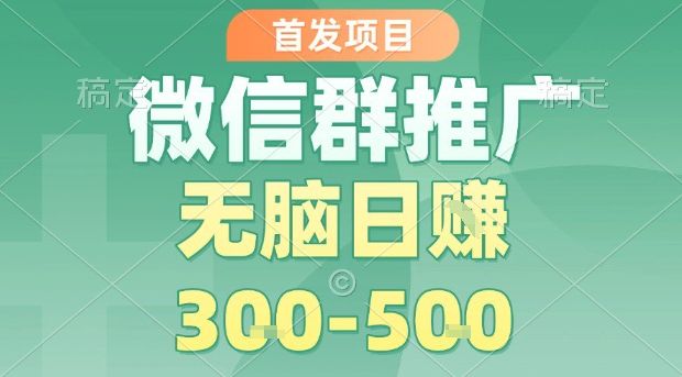 首发项目，微信群推广，一天15单，每单利润10米，无脑日入3-5张【揭秘】-新时光资源网