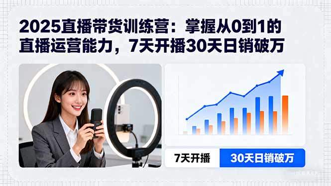 2025直播带货训练营：掌握从0到1的直播运营能力，7天开播30天日销破万-新时光资源网