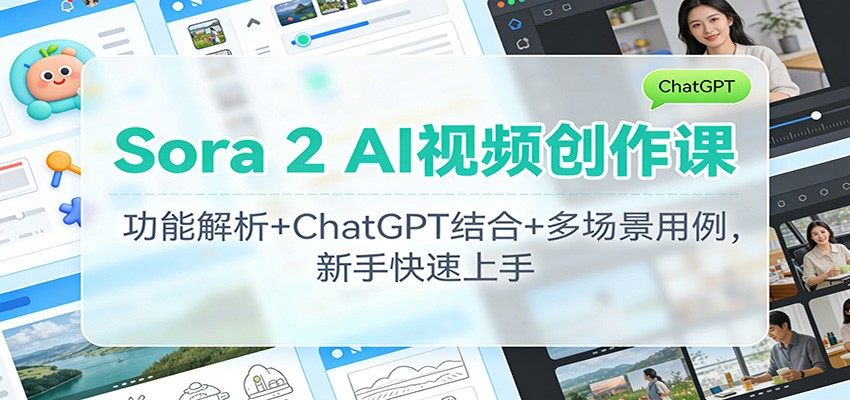Sora 2 AI视频创作课：功能解析+ChatGPT结合+多场景用例，新手快速上手-新时光资源网