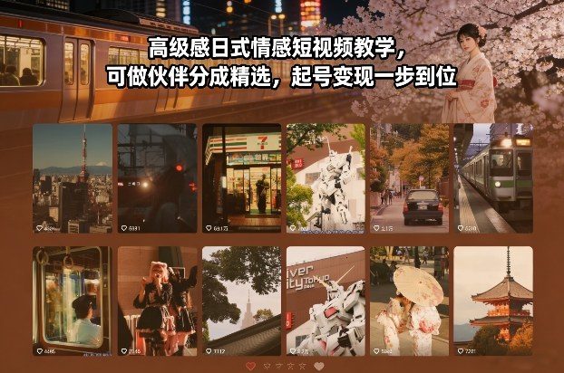 高级感日式情感短视频教学，可做伙伴分成精选，起号变现一步到位-新时光资源网