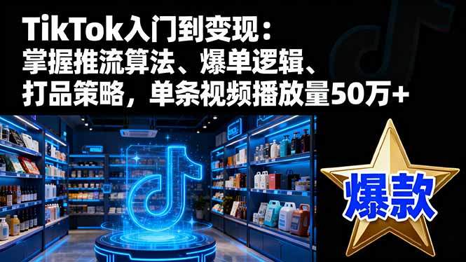 TikTok入门到变现：掌握推流算法、爆单逻辑、打品策略，单条视频播放量50w-新时光资源网
