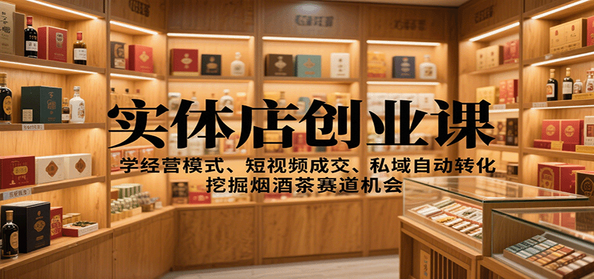 实体店创业课：学经营模式、短视频成交、私域自动转化，挖掘烟酒茶赛道机会-新时光资源网