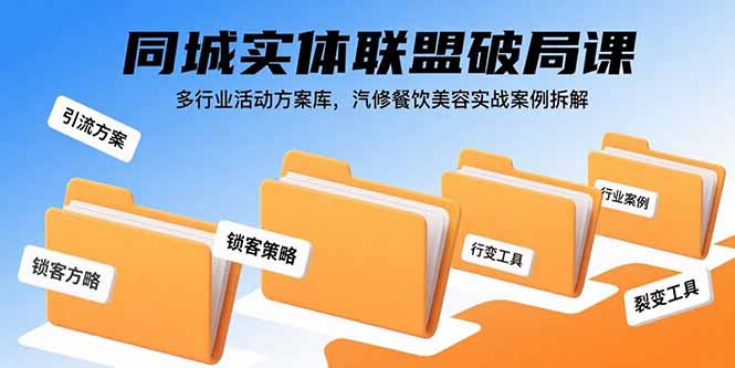 同城实体联盟破局课，多行业活动方案库，汽修餐饮美容实战案例拆解-新时光资源网