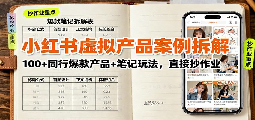 小红书虚拟产品案例拆解：100+同行爆款产品+笔记玩法，直接抄作业-新时光资源网