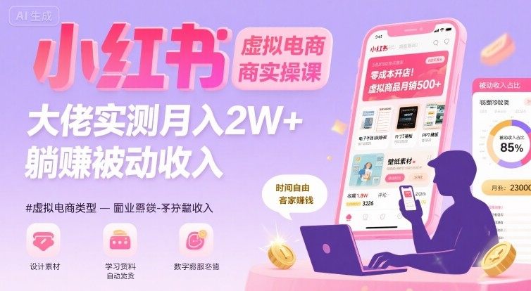 小红书虚拟电商，大佬实测月入2W+，实现被动收入-新时光资源网