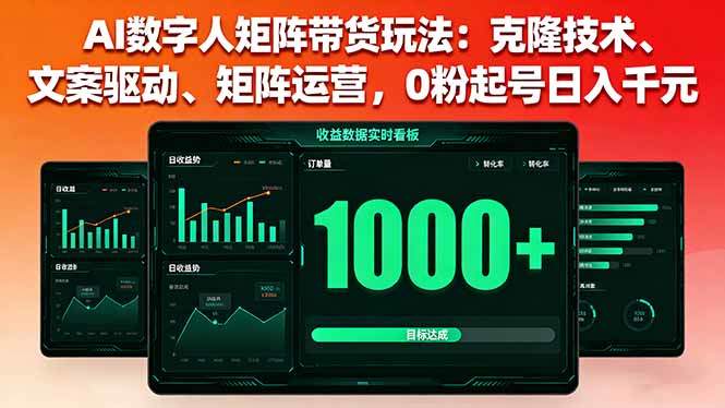 AI数字人矩阵带货玩法:克隆技术、文案驱动、矩阵运营,0粉起号日入千元-新时光资源网