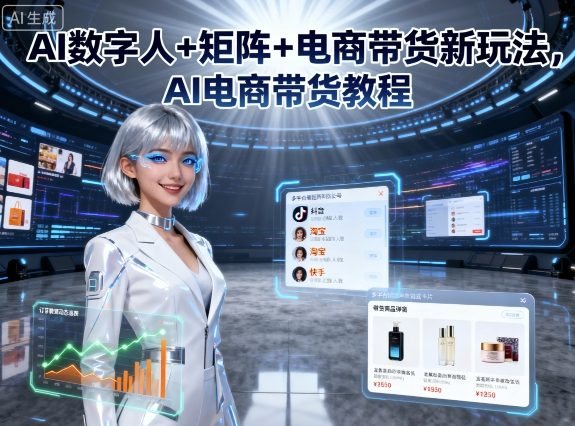 AI数字人+矩阵+电商带货新玩法，AI电商带货教程-新时光资源网