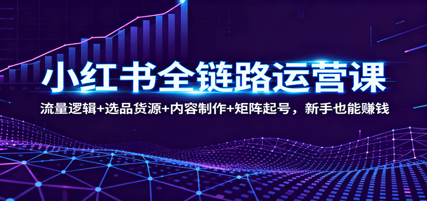 小红书全链路运营课：流量逻辑+选品货源+内容制作+矩阵起号，新手也能赚钱-新时光资源网