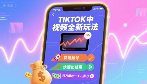 Tiktok中视频全新玩法，快速起号，快速出结果，百万播放一千八百刀-新时光资源网