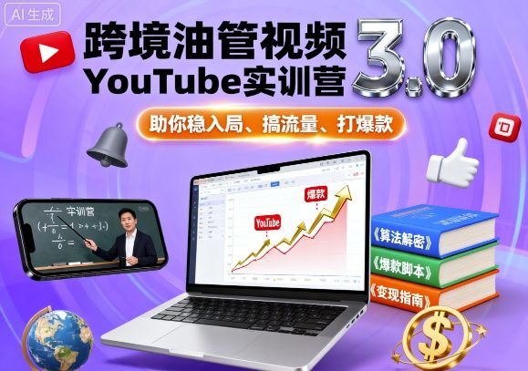 跨境油管视频YouTube实训营3.0，助你稳入局、搞流量、打爆款-新时光资源网