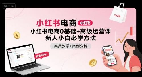 小红书电商0基础+高级运营课，新人小白必学方法，实操教学+案例分析-新时光资源网