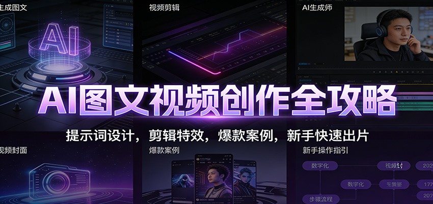 AI图文视频创作全攻略：提示词设计，剪辑特效，爆款案例，新手快速出片-新时光资源网