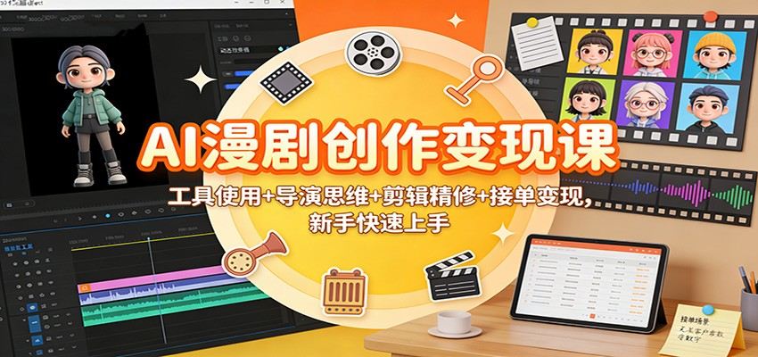 AI漫剧创作变现课:工具使用+导演思维+剪辑精修+接单变现,新手快速上手-新时光资源网