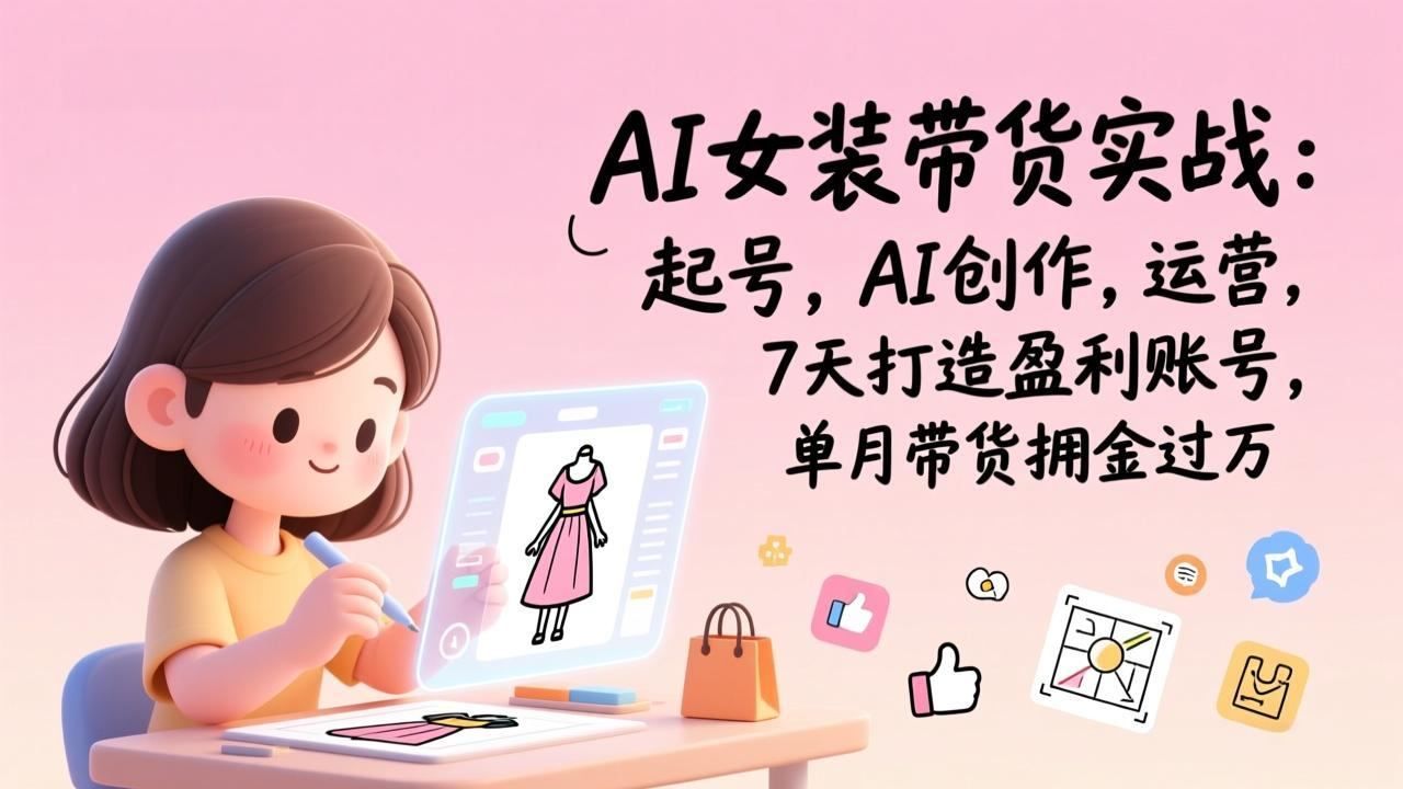 AI女装带货实战：起号，AI创作，运营，7天打造盈利账号，单月带货佣金过万-新时光资源网