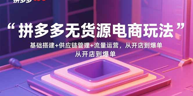 拼多多无货源电商玩法：基础搭建+供应链管理+流量运营，从开店到爆单-新时光资源网