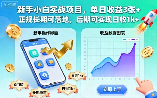 新手小白实战项目，单日收益3张+，正规长期可落地，后期可实现日收1k+【揭秘】-新时光资源网