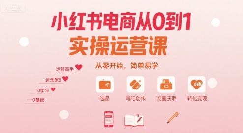 小红书电商从0到1实操运营课，从零开始，简单易学-新时光资源网