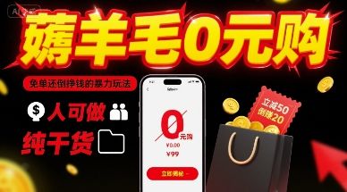 薅羊毛0元购，免单还倒挣钱的暴力玩法，人人可做，纯干货-新时光资源网