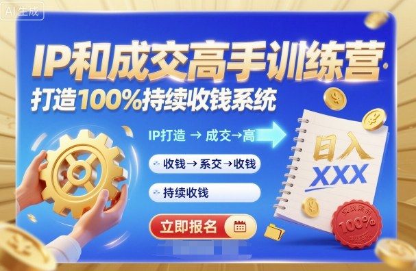 带你成为IP和成交高手的训练营，打造100%持续收钱系统-新时光资源网