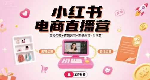 小红书电商直播营，直播带货+店铺运营+笔记运营=全电商-新时光资源网