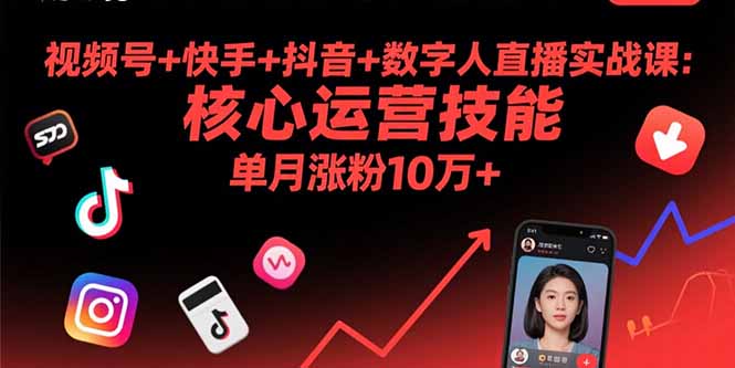 视频号+快手+抖音+数字人直播实战课(9月-新时光资源网