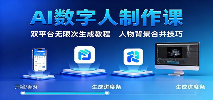 AI数字人制作课:双平台无限次生成教程,人物背景合并技巧-新时光资源网