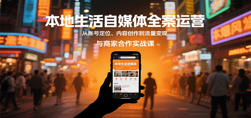 本地生活自媒体全案运营，从账号定位、内容创作到流量变现与商家合作实战课-新时光资源网
