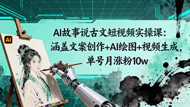 AI故事说古文短视频实操课：涵盖文案创作+AI绘图+视频生成，单号月涨粉10w-新时光资源网