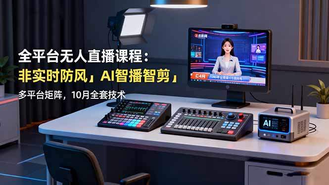 全平台无人直播课程:非实时防风+AI智播智剪+多平台矩阵,10月全套技术-新时光资源网