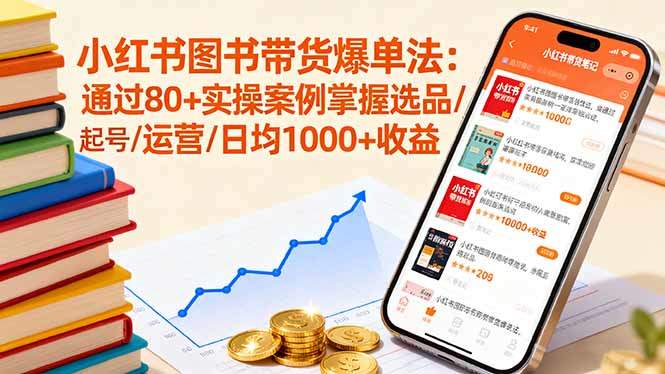 小红书图书带货爆单法：通过80+实操案例掌握选品/起号/运营/日均1000+收益-新时光资源网