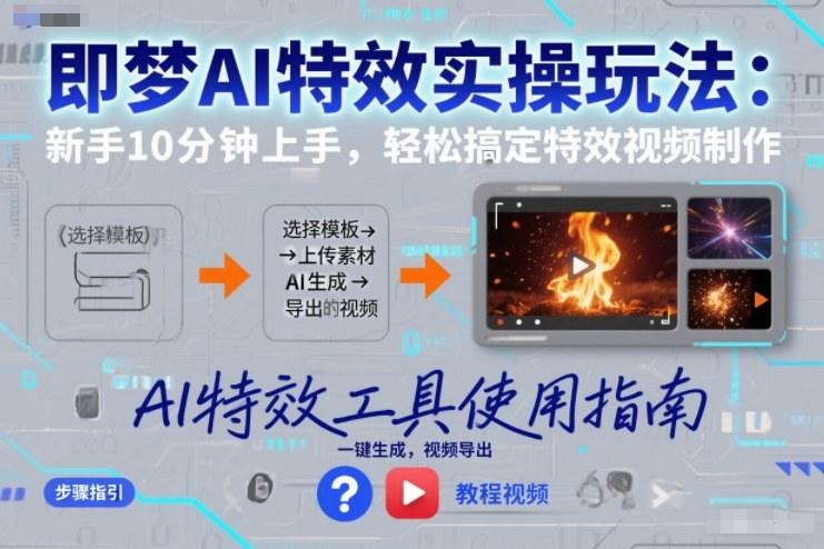 即梦AI特效实操玩法:新手10分钟上手,轻松搞定特效视频制作-新时光资源网
