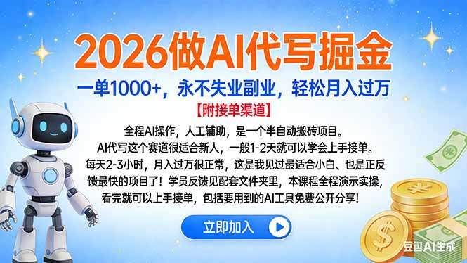 2026做AI代写掘金，一单1000+，永不失业副业，轻松月入过万-新时光资源网