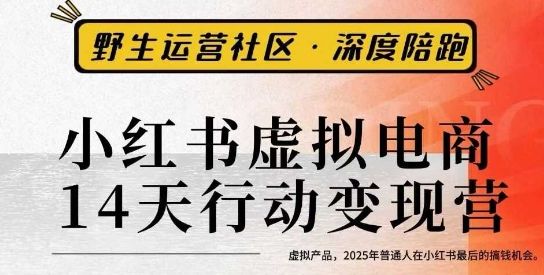 小红书虚拟电商14天变现训练营3.0，​虚拟产品，2025年普通人在小红书最后的搞钱机会-新时光资源网