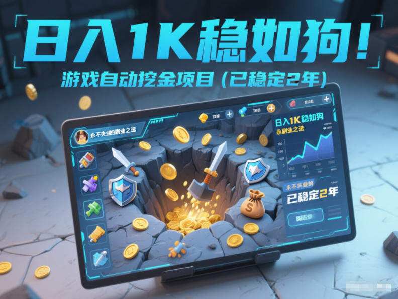 日入1K稳如狗！游戏自动挖金项目(已稳定2年)，永不失业的副业之选【揭秘】-新时光资源网