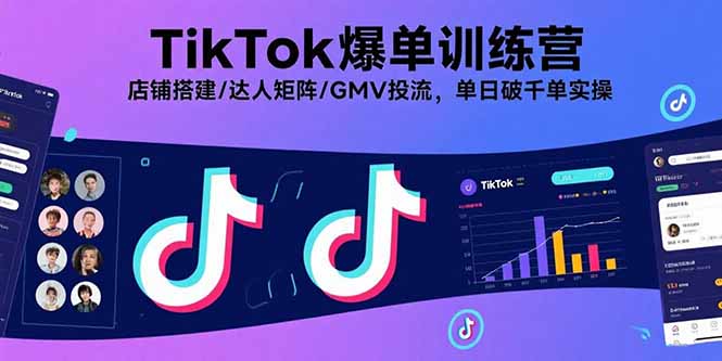 TikTok爆单训练营，店铺搭建/达人矩阵/GMV投流，单日破千单实操-新时光资源网