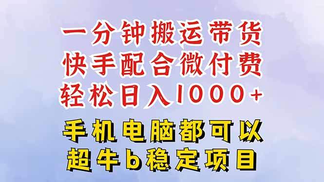 快手黑科技一分钟搬运带货，一刀不剪过原创，微付费投流玩法，轻松日入…-新时光资源网