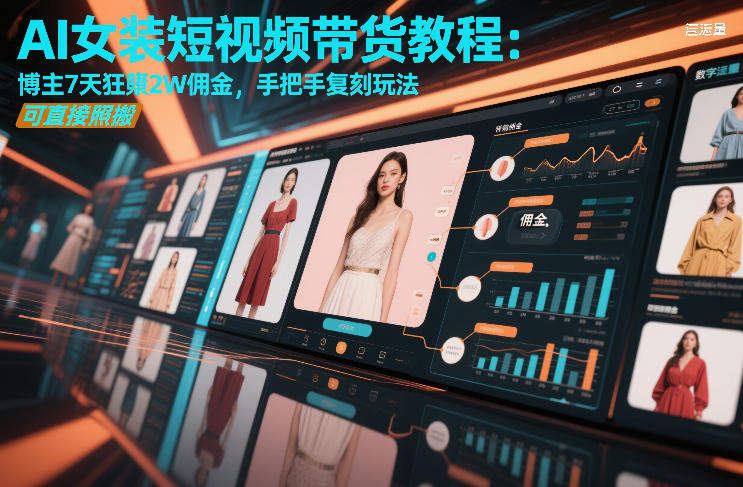 AI女装短视频带货教程：博主7天狂賺2W佣金，手把手复刻玩法，可直接照搬-新时光资源网