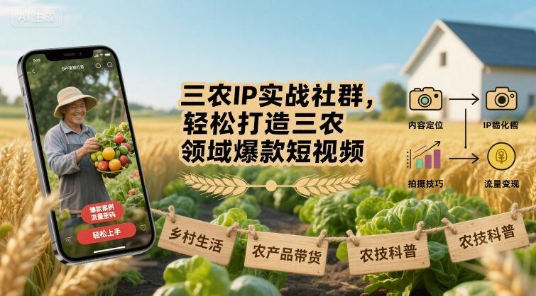 三农IP实战社群，轻松打造三农领域爆款短视频-新时光资源网