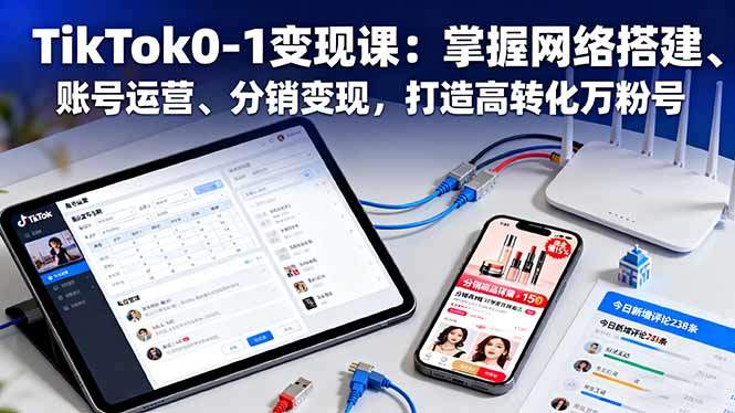TikTok0-1变现课：掌握网络搭建、账号运营、分销变现，打造高转化万粉号-新时光资源网