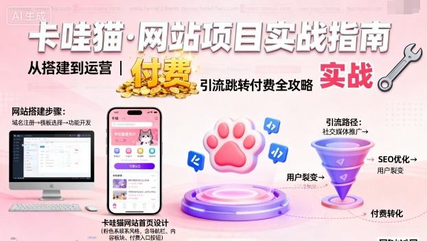 卡哇猫·网站项目，网站搭建与运营以及引流跳转付费-新时光资源网