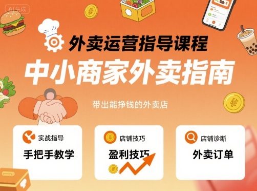 外卖运营指导课程，中小商家外卖指南，手把手带出能挣钱的外卖店-新时光资源网