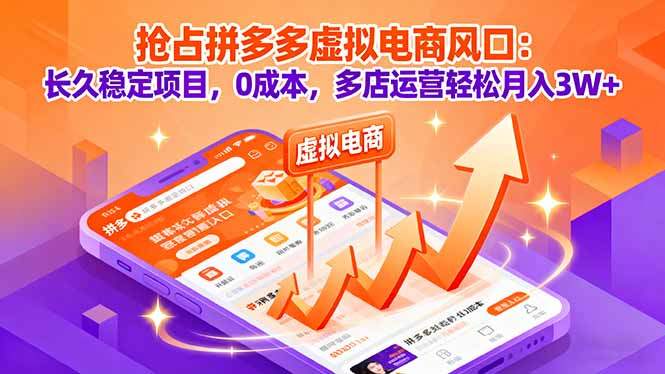 抢占拼多多虚拟电商风口：长久稳定项目，0成本，多店运营轻松月入3W+-新时光资源网