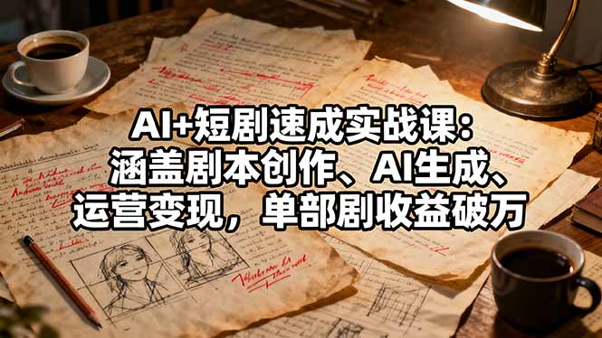 AI+短剧速成实战课：涵盖剧本创作、AI生成、运营变现，单部剧收益破万-新时光资源网