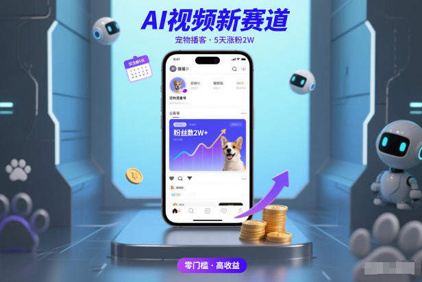 AI视频新赛道，宠物播客仅注册5天涨粉2W，收益非常可观-新时光资源网