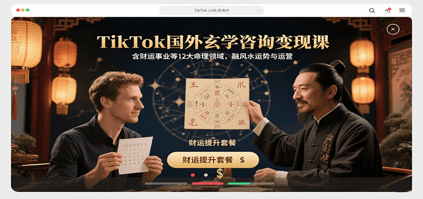 TikTok国外玄学咨询变现课，含财运事业等12大命理领域，融风水运势与运营-新时光资源网