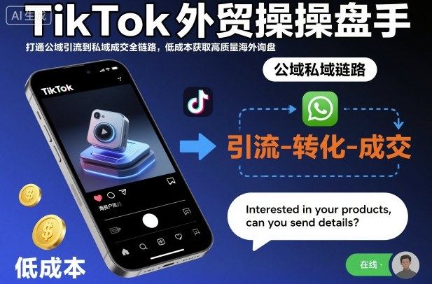 TikTok外贸操盘手，打通公域引流到私域成交全链路，低成本获取高质量海外询盘-新时光资源网