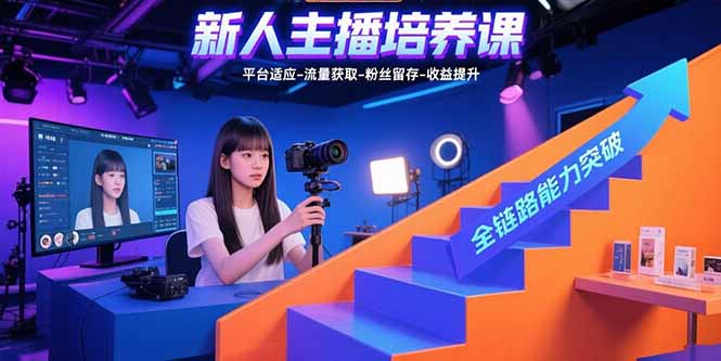 新人主播培养课：平台适应-流量获取-粉丝留存-收益提升 全链路能力突破-新时光资源网