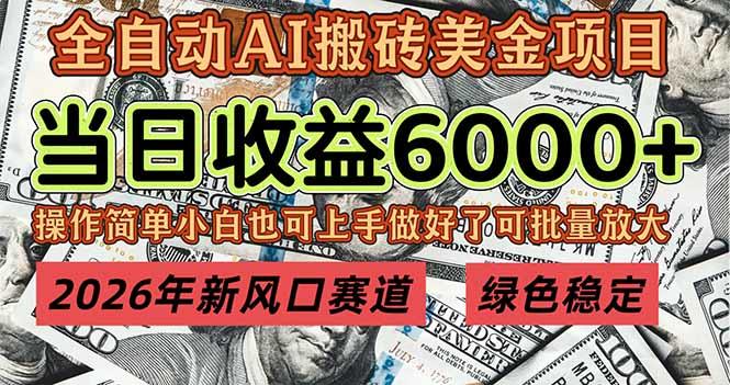 2026年新风口赛道，当日6000+以上，可批量放大，月收入20万+，长期绿色稳定的项目-新时光资源网